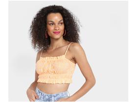 Top Vista Magalu Viscose Alça Vichy