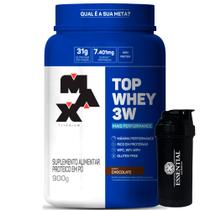 Top Whey 3w Mais Performance Max Titanium + Coqueteleira (500ml) Essential Nutrition