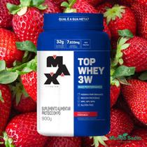 Top whey 3w + performance morango 900g - max titanium