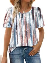 Top WIHOLL Summer para mulheres de manga curta, tie-dye, tamanho L