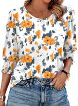 Top XIEERDUO Spring para mulheres, blusas 2025, manga 3/4, tamanho M