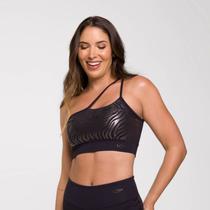 Top Zebra Poliamida Preto Estampado com Ombro Só Top Zebra Poliamida Preto Estampado com Ombro Só