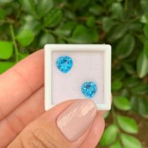 Topázio Azul Swiss Blue Coração Par 2,92ct