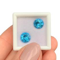 Topázio Swiss Blue Brilhante ø7,6mm Par 4,35ct