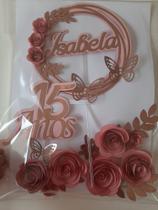 Topo De Bolo 15 Anos Personalizado Flores Topo De Bolo 15 Anos Personalizado Flores