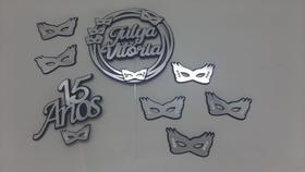 Topo de Bolo 15 Anos Prata Fantasia Personalizado