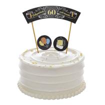 Topo de Bolo 60 anos - 7 Itens