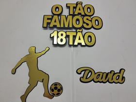 Topo de Bolo Aniversário 18 anos Futebol Bola 18tão