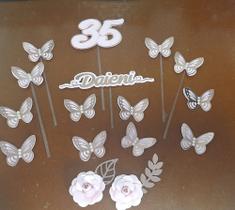 Topo de Bolo Aniversário Borboletas Butterfly personalizado