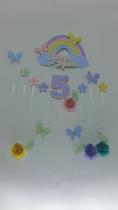 Topo de Bolo Arco- Íris Borboletas e Flores Personalizado Topo de Bolo Arco- Íris Borboletas e Flores Personalizado