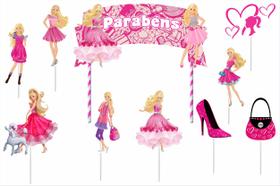Topo De Bolo Barbie 10 Peças - Produto artesanal