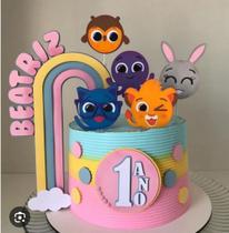 Topo de Bolo Bolo Fofo 10 - personalizado com nome e idade