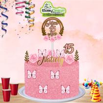 Topo de bolo Borboletas (tema 3) para aniversário