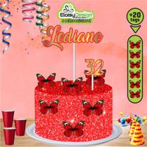Topo de bolo Borboletas (tema 4) + 20 Tags para aniversário