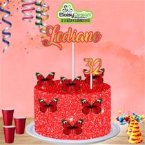 Topo de bolo Borboletas (tema 4) para aniversário