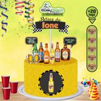 Topo de bolo Boteco (tema 1) + 20 Tags para aniversário