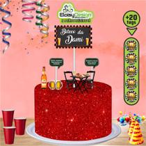 Topo de bolo Boteco (tema 2) + 20 Tags para aniversário