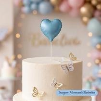 Topo de Bolo Cake Topper Balão Coração Azul 9,5 x 9,5 cm Valor Unitário Topo de Bolo Cake Topper Balão Coração Azul 9,5 x 9,5 cm Valor Unitário