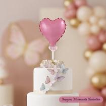 Topo de Bolo Cake Topper Balão Coração Rosa 9,5 x 9,5 cm Valor Unitário Topo de Bolo Cake Topper Balão Coração Rosa 9,5 x 9,5 cm Valor Unitário