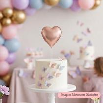 Topo de Bolo Cake Topper Balão Coração Rosa Gold 9,5 x 9,5 cm Valor Unitário Topo de Bolo Cake Topper Balão Coração Rosa Gold 9,5 x 9,5 cm Valor Unitário