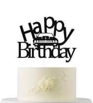 Topo de Bolo Carro Preto Feliz Aniversário Four Ever Sweet Topo de Bolo Carro Preto Feliz Aniversário Four Ever Sweet