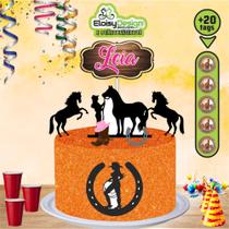 Topo de bolo Cavalo (tema 2) + 20 Tags para aniversário