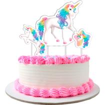 Topo de Bolo - Cenário Unicórnio - 4 unidades - Festcolor - Rizzo