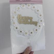 Topo de Bolo Círculo Margarida Acrílico 22 x 15,5 cm Vivarte - Inspire sua Festa Loja