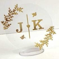 Topo de Bolo Clean para Casamento e Aniversário em Acrílico Espelhado