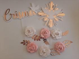 Topo de Bolo Crisma Decorado Flores