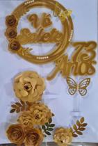 Topo de Bolo da Vovó flores personalizado