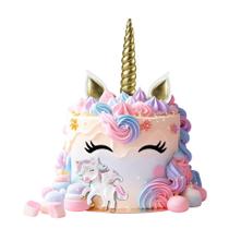 Topo de bolo de unicórnio VeppyDoikcy com chifre dourado e rosa Topo de bolo de unicórnio VeppyDoikcy com chifre dourado e rosa