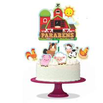 Topo de bolo Decoração Fazendinha kit 7 pçs Festa Aniversári