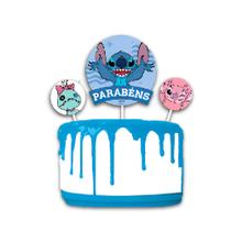 Topo de bolo Decoração Stitch Festa Aniversário Completo