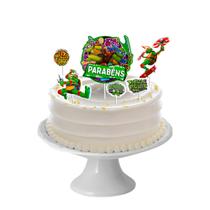 Topo de bolo decoração Tartarugas Ninja festa aniversário