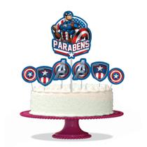 Topo de bolo Decoração Vingadores Capitão América Festa Aniv