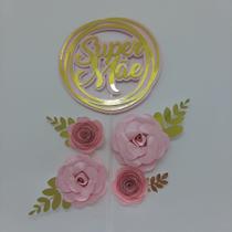 Topo de Bolo Dia das Mães flores Super Mãe Topo de Bolo Dia das Mães flores Super Mãe
