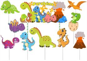 Topo de bolo Dinossauro Baby 10 peças - produto artesanal