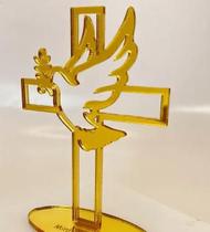 Topo de Bolo e Lembrancinha de Luxo Cruz e Espírito Santo em Acrílico Personalizado Topo de Bolo e Lembrancinha de Luxo Cruz e Espírito Santo em Acrílico Personalizado