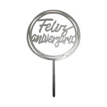 Topo De Bolo Feliz Aniversário Cristal Decoração Para Festa