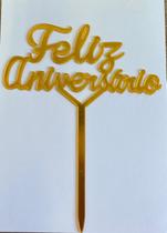 Topo de Bolo Feliz Aniversário Parabéns para Festa 16CM - Ponto das festas
