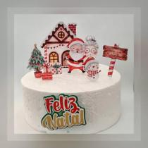 Topo De Bolo Feliz Natal Aquarela - T SANTOS ARTES