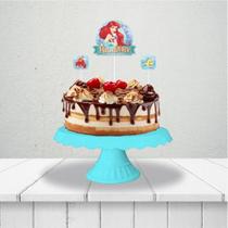 Topo de bolo festa Ariel Decoração Sereia Aniversário 3pçs Topo de bolo festa Ariel Decoração Sereia Aniversário 3pçs