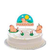 Topo De bolo Festa Capivara Decoração Aniversário 5pçs