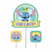 Topo de Bolo Festa Stitch Baby Decoração Aniversário 13x22cm Topo de Bolo Festa Stitch Baby Decoração Aniversário 13x22cm