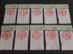 Topo de Bolo flor e borboletas kit números de 0 a 9 rosa