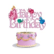 Topo De Bolo Glitter Rosa Da Princesa Disney Para Chá De Bebê E Festa De Aniversário De Meninas