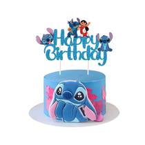 Topo de Bolo HAEIGTD Azul com Glitter Feliz Aniversário