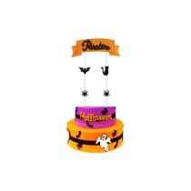 Topo De Bolo Halloween Aniversário Topper Parabéns Decoração