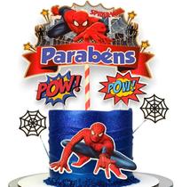 Topo De Bolo Homem Aranha Aniversário Topper Parabéns Menino